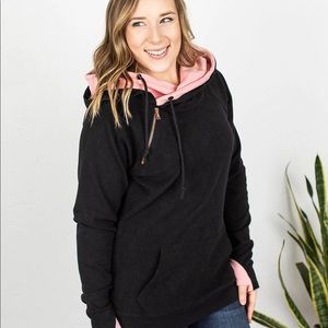 Blush & Black w/ rose gold zip hoodie